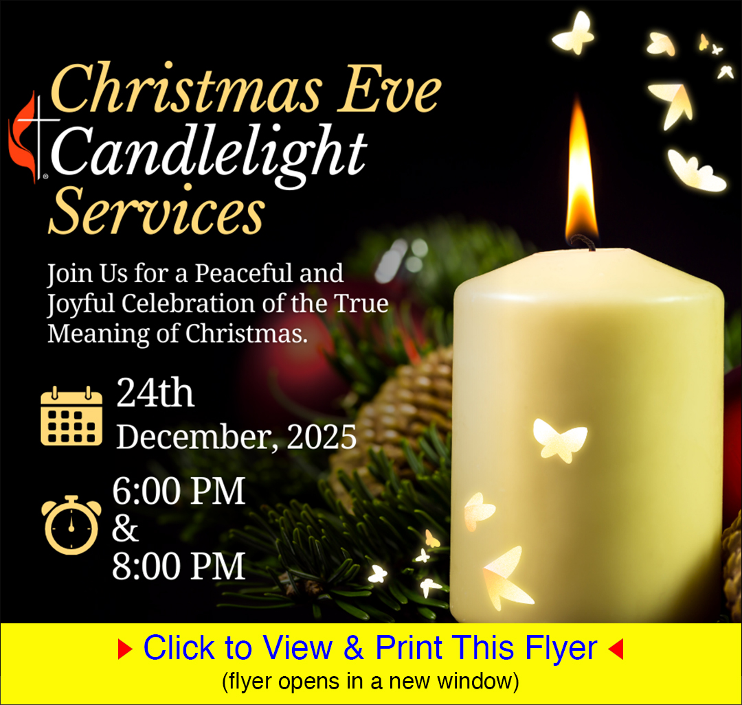 Christmas Eve Services 2025 at 6 pm and 8 pm